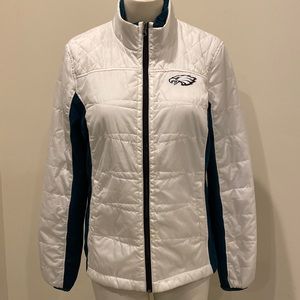 NFL G-III Philadelphia Eagles White Green Front Zip Jacket with Pockets sz M